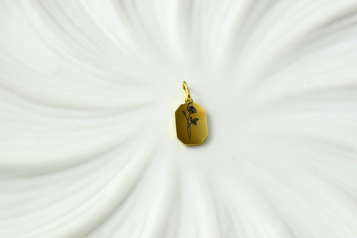 Gold Engraved Flower Charm
