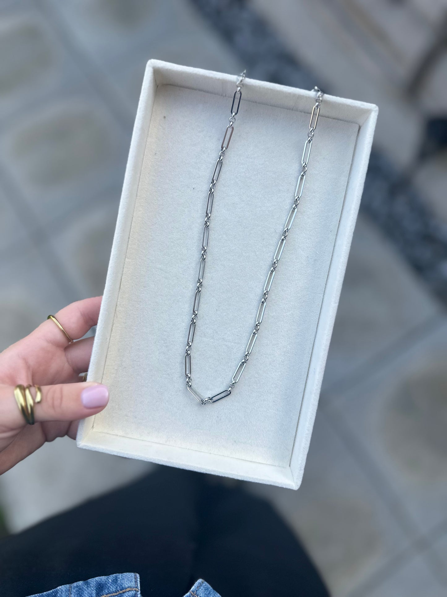 Micro Bar Links Necklace Silver