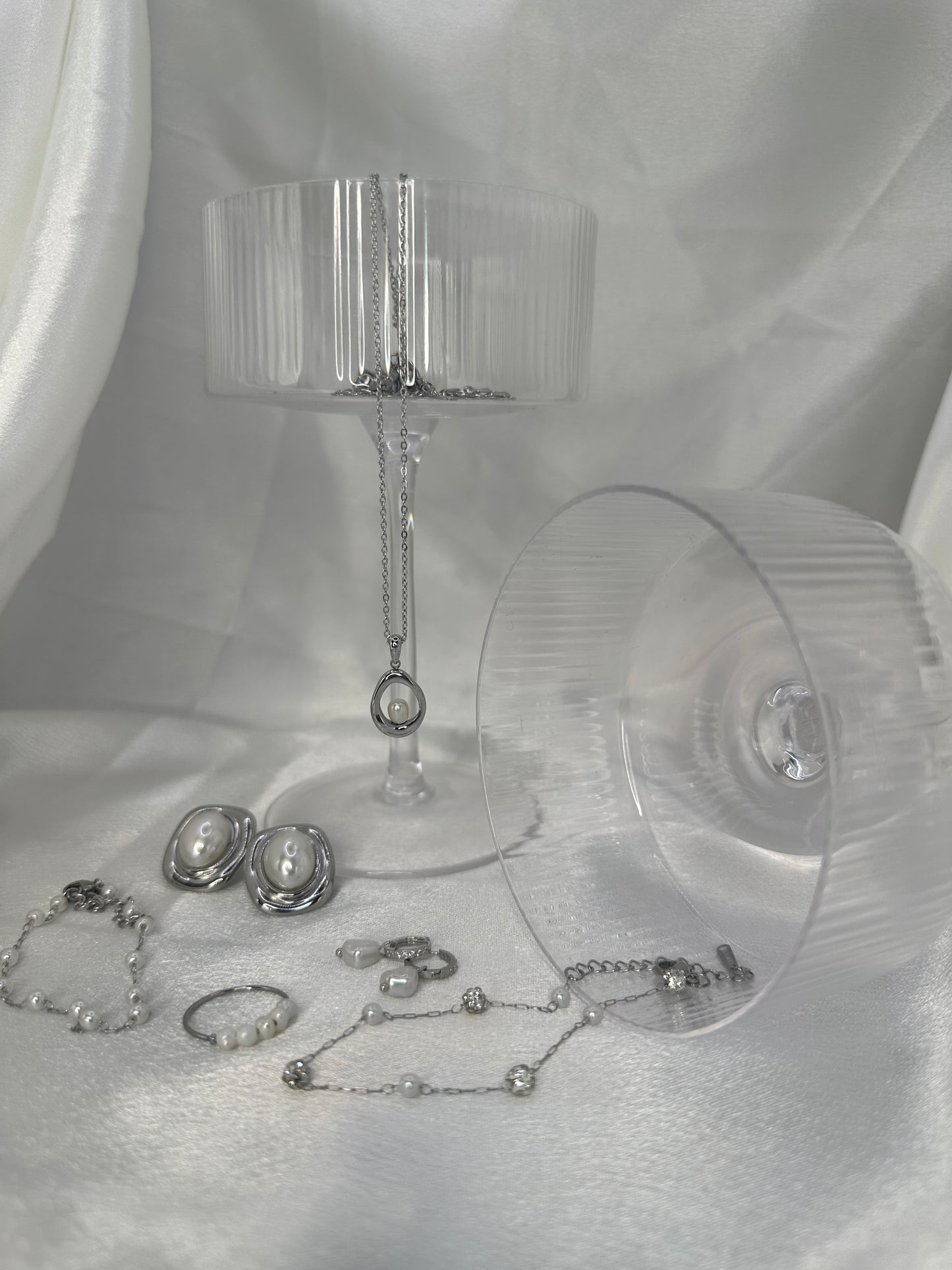 Grace Pearl Drops Earring Silver