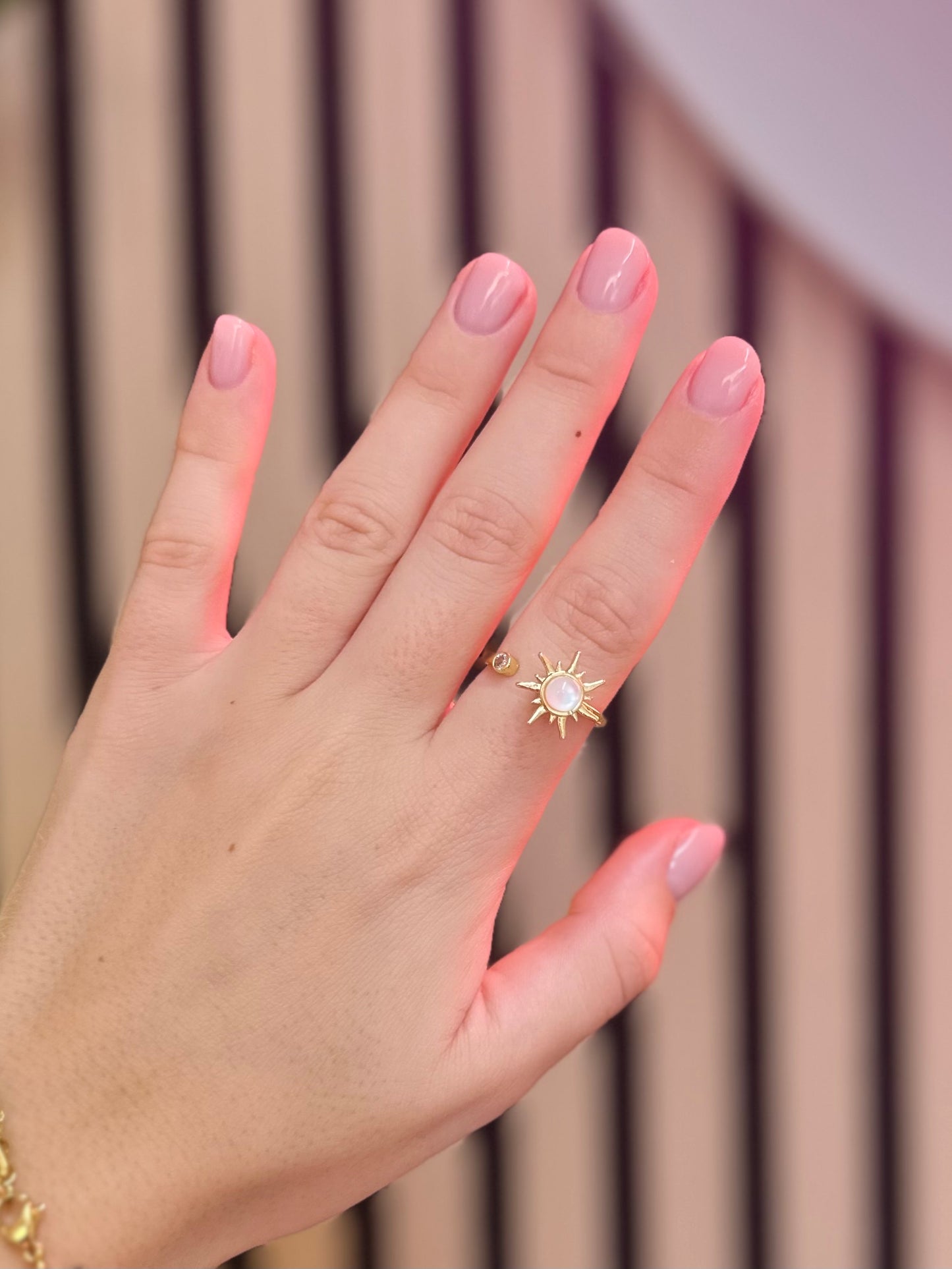 Opal Sun Fidget Ring Gold
