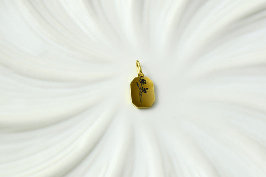 Gold Engraved Flower Charm