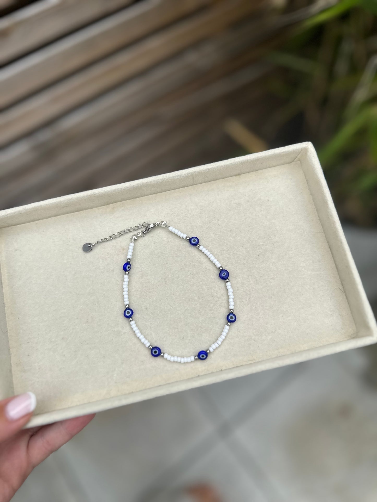 The Silver Evil Eye Anklet