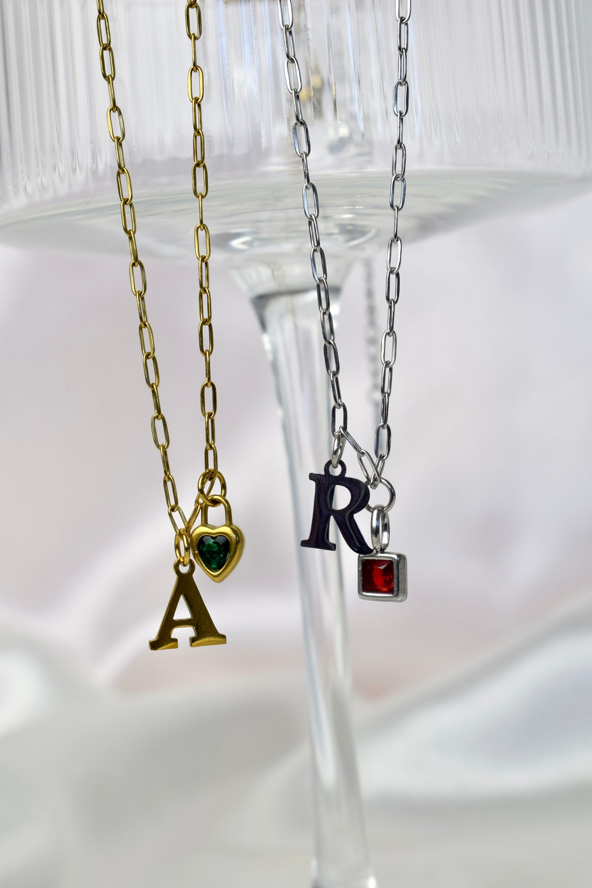 Personalised Initial & Birthstone Charm Necklace