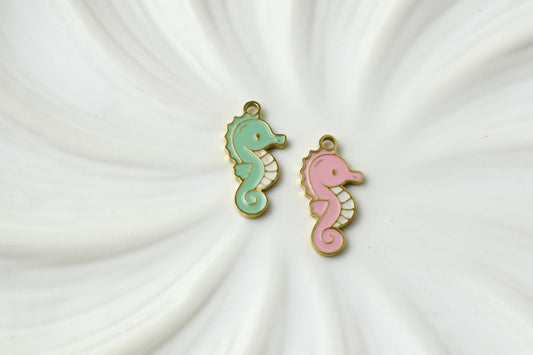 Seahorse Pink & Green Gold