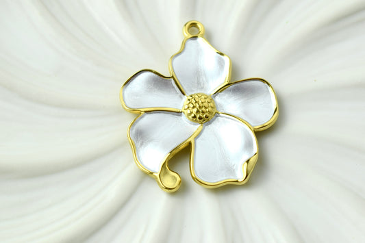Large White Flower Gold