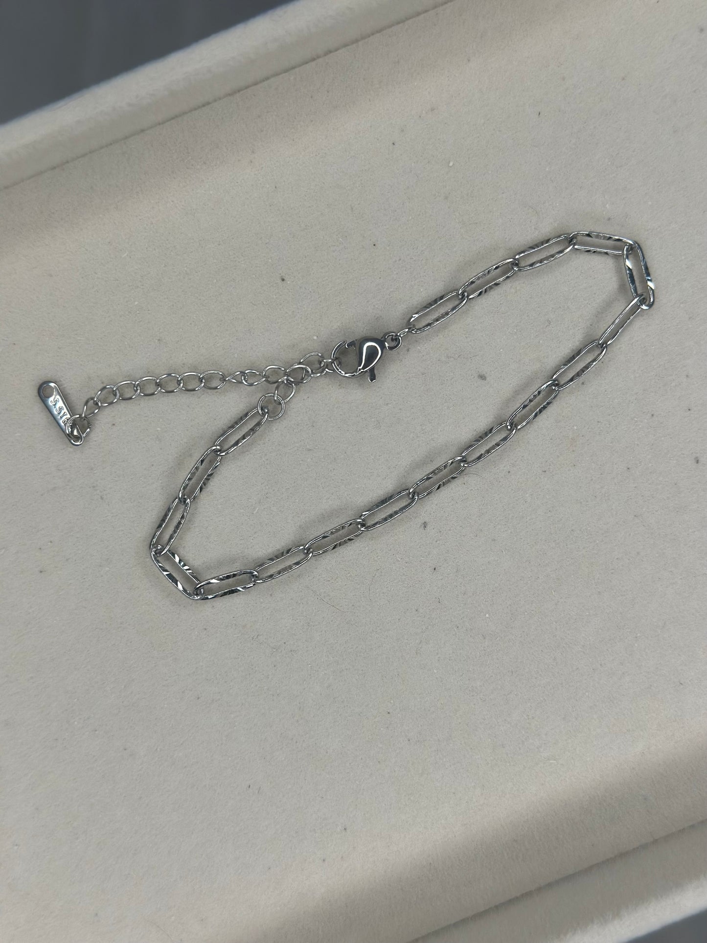 Silver Bracelet Chain Embossed
