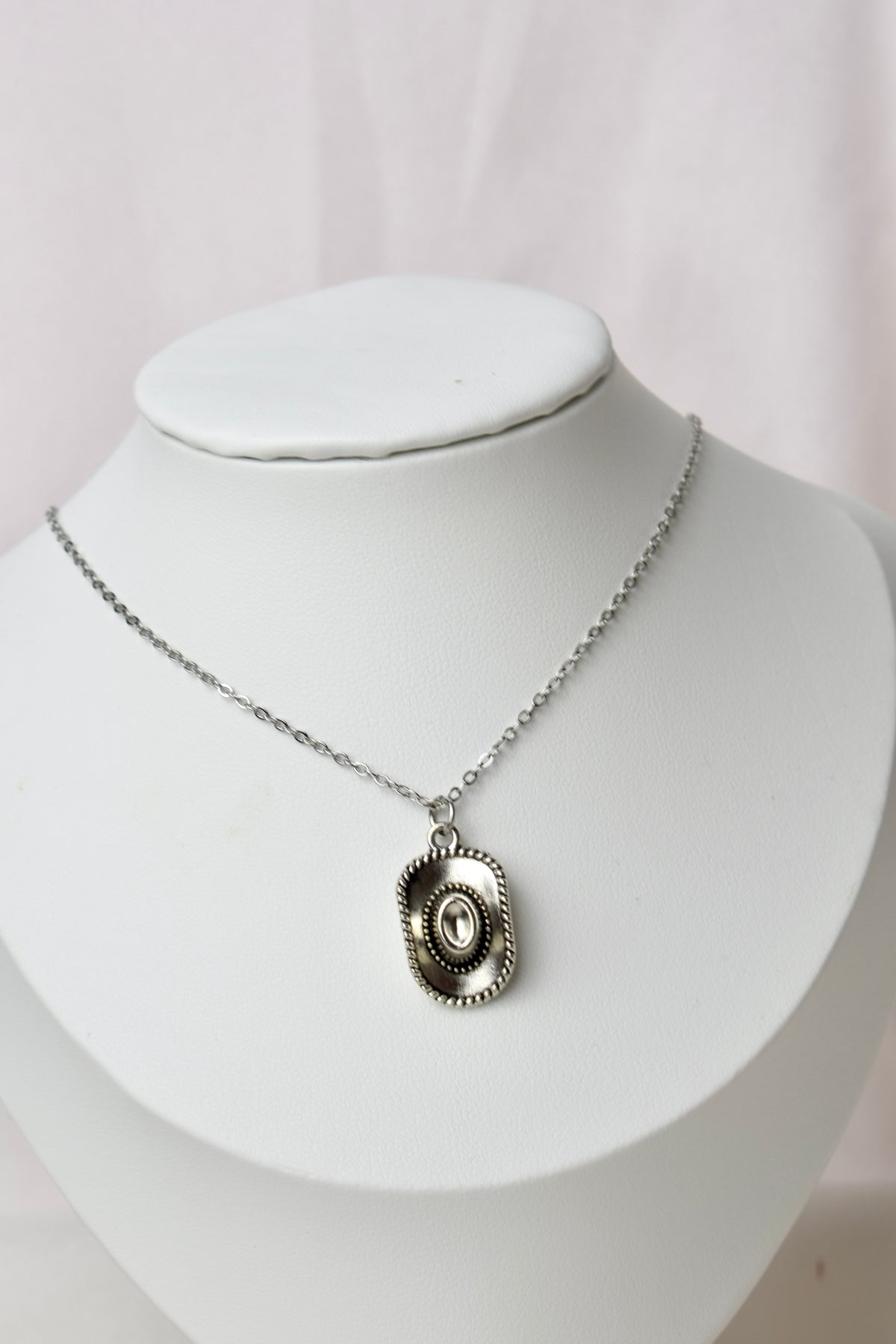 Cowboy Hat Necklace Silver