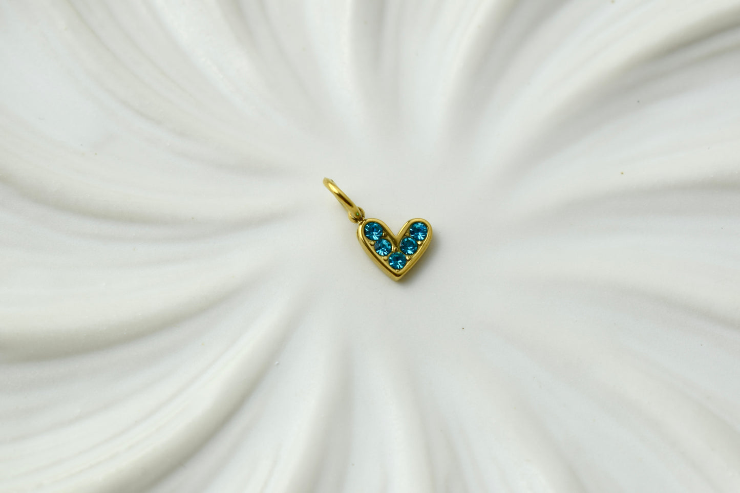 Gold Blue Heart Charm