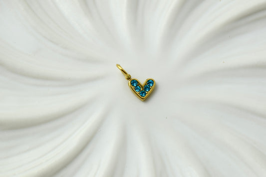 Gold Blue Heart Charm