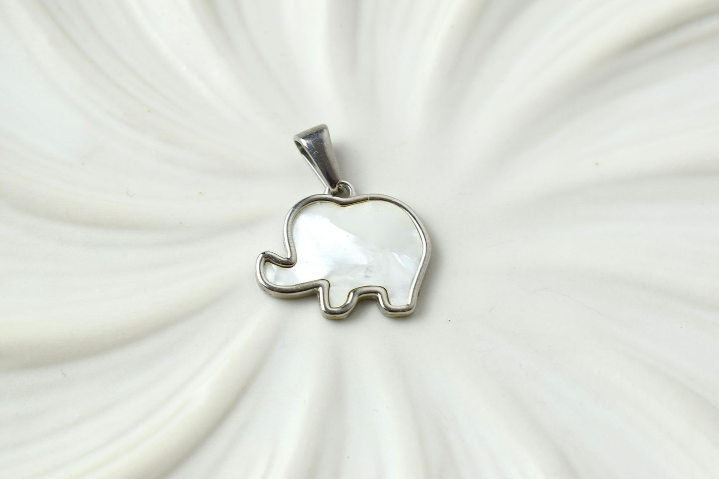 Silver & White Large Elephant