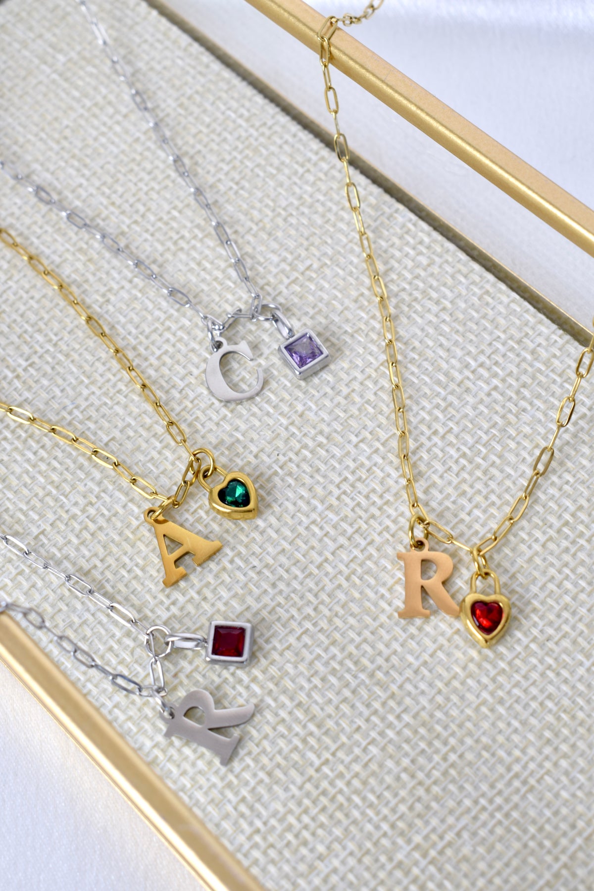 Personalised Initial & Birthstone Charm Necklace