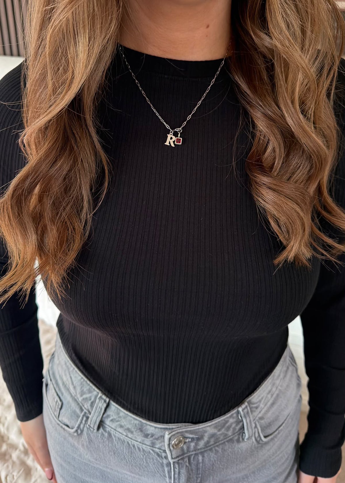 Personalised Initial & Birthstone Charm Necklace