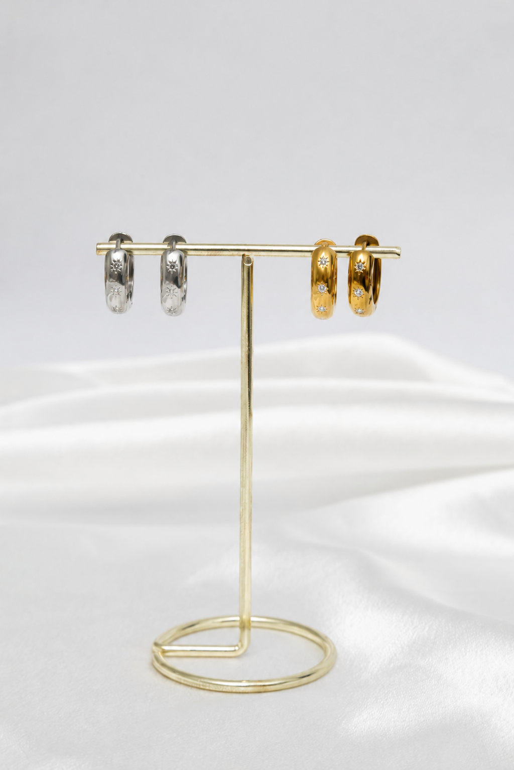 Diamond Silver Hoops