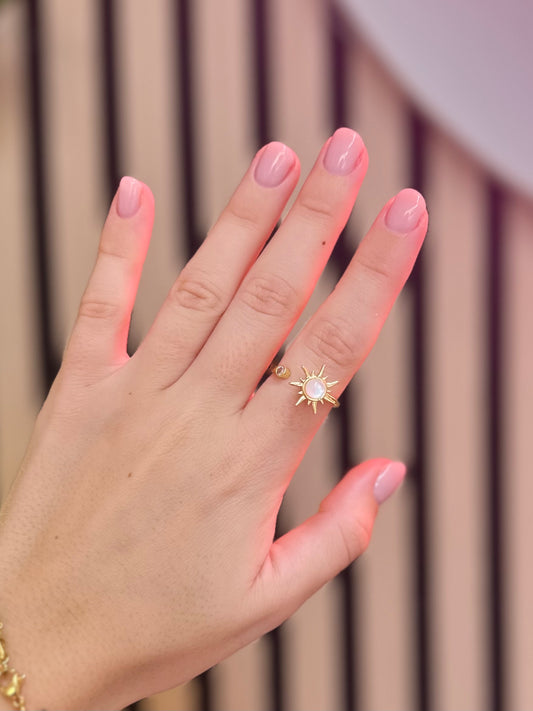 Opal Sun Fidget Ring Gold
